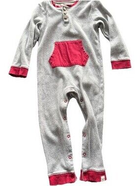 Burt’s bees pajamas one piece Long sleeve 24 months unisex Grey/red Footless
